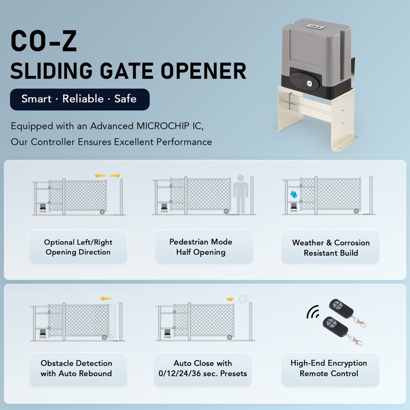 Sliding Gate Opener Electric Operator Remote Control Auto Roller 1400lbs TET gallery