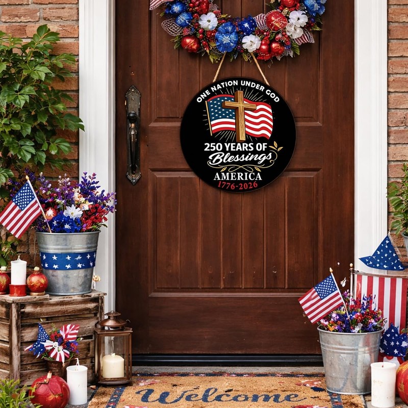 250th Anniversary Wreath for‌ Front Door 4th Of July 12 x 12 inches, PAT5 gallery