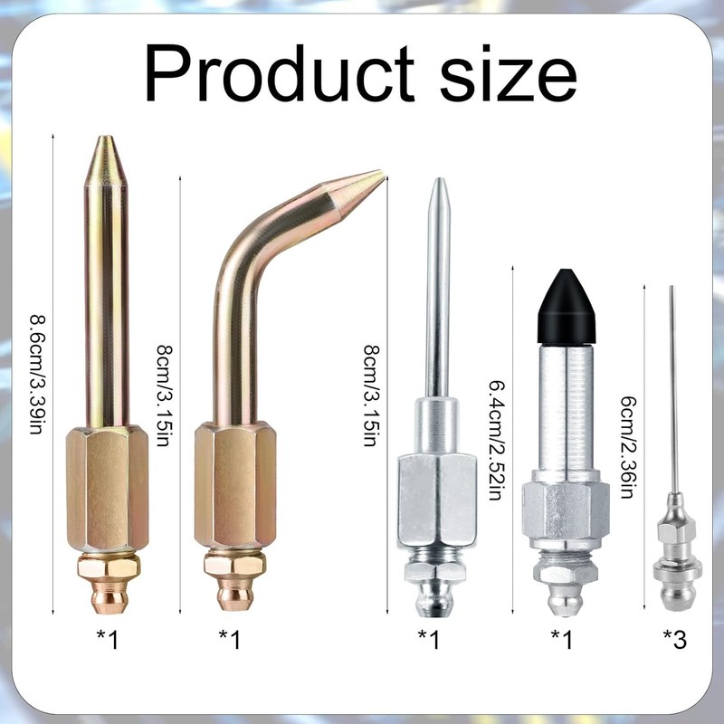 7Pcs Needle Tips Elbow Adapter Dispenser Rubber Nozzle Grease Gun Accessory Kit gallery