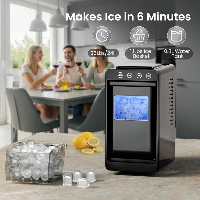 Portable Ice Maker Machine, 26Lbs Daily, Self-Cleaning, Selectable Size gallery