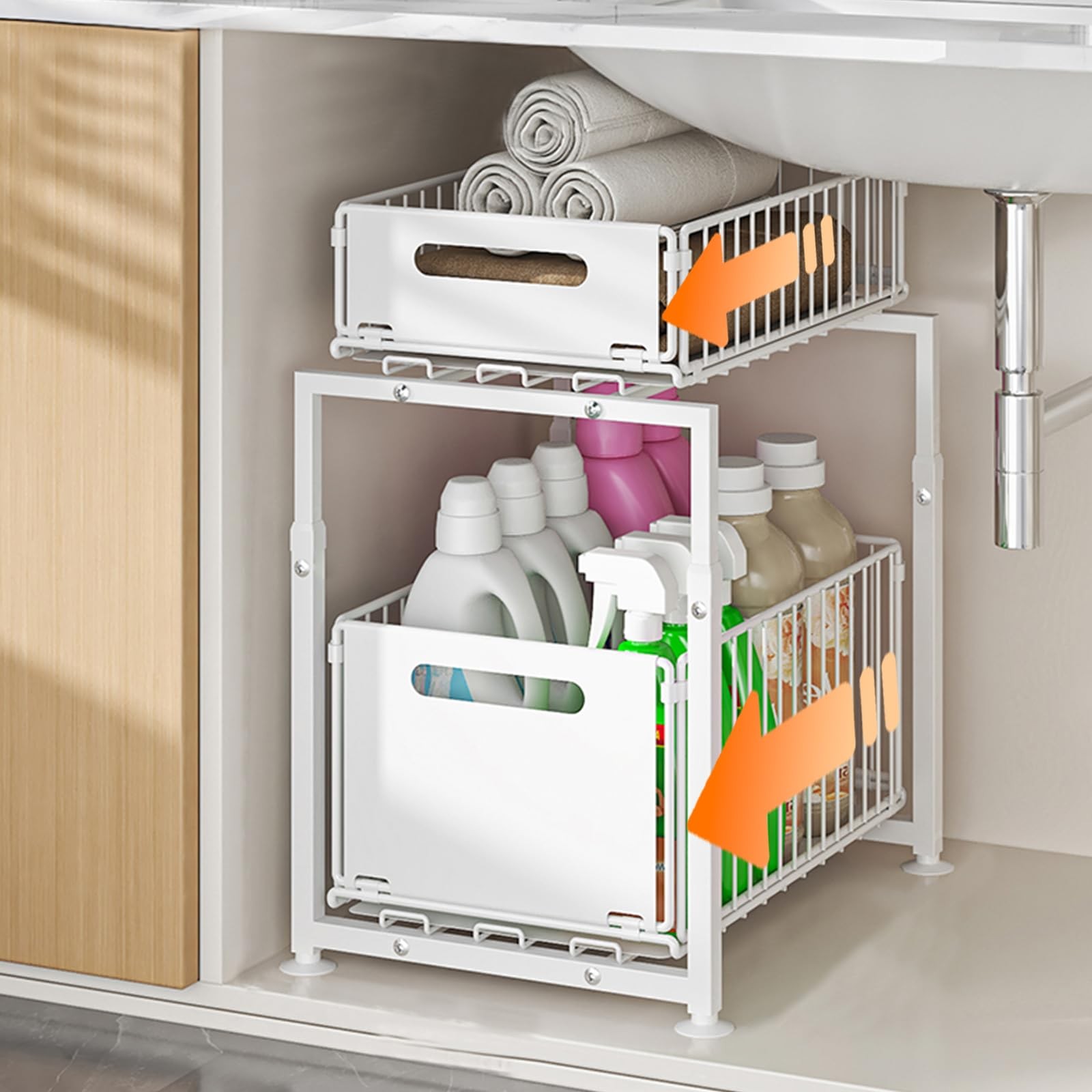 HABITELLO Under Sink Organizer, 2-Tier Multi-Use 1 Pack, Style A White gallery