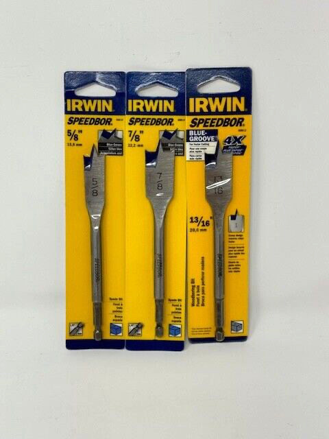 * IRWIN * SPEEDBOR SPADE BIT ' 5/8", 7/8", 13/16" ' (LOT OF 3)