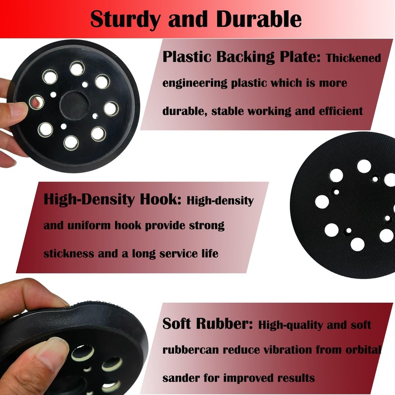 2 Pack 5 Inch 8 Hole Hook-and-Loop Orbital Sander Pad for Ryobi RS290, RS240, gallery