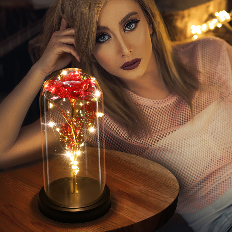 Eternal Forever Romantic Rose Flower In Glass Dome LED Light Mother's Day Gifts gallery