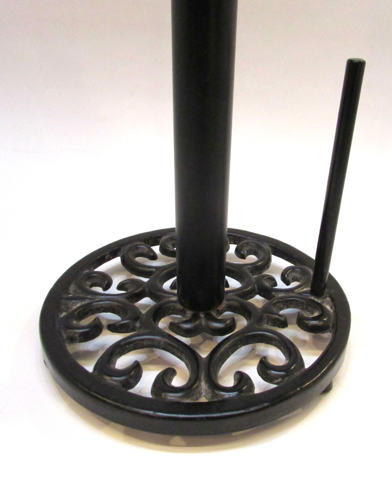Black Cast Iron Base Steel Pole 13+" Tall Standing Vertical Paper Towel Holder A gallery
