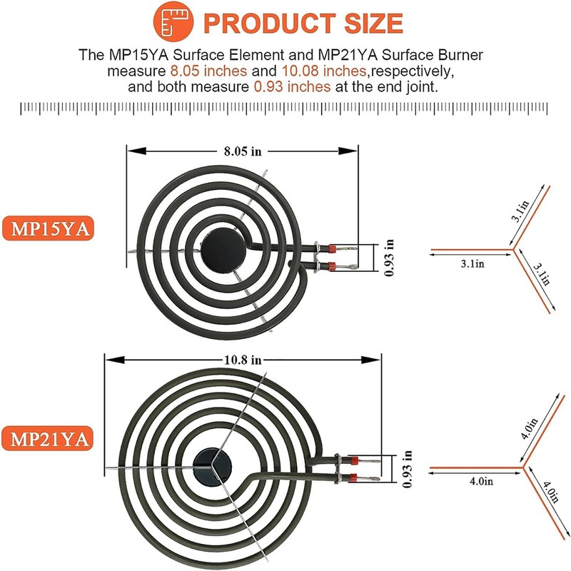 MP22YA Burner Element & 4pcs Drip Pans W10196405/406 fits for Whirlpool Range gallery