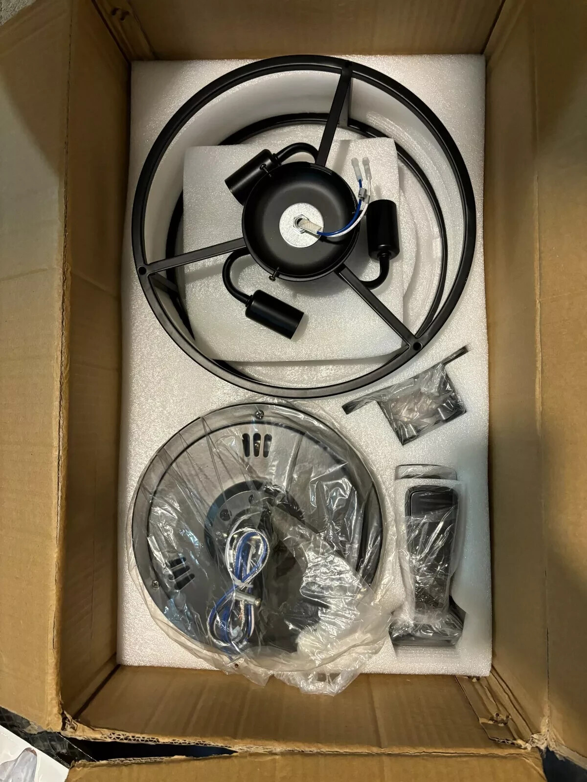 Breezary Lansdown 52" Black Ceiling Fan w/ Remote + Light Kit (NO GLASS INCLUDED gallery
