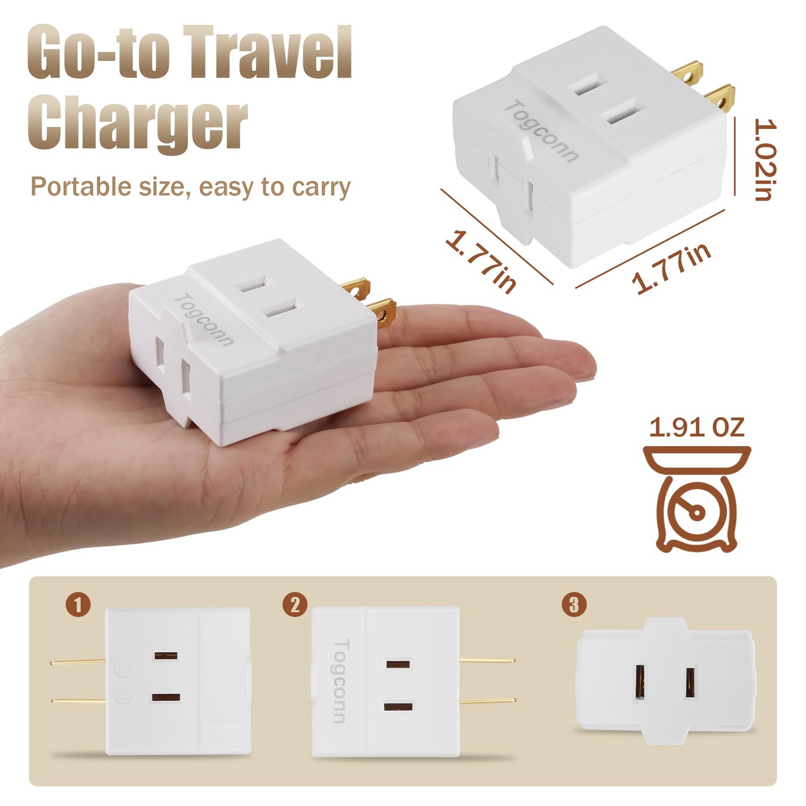 2-Prong 3-Outlet Polarized Wall Extender 2 Pack - Multi Plug Splitter Convert... gallery