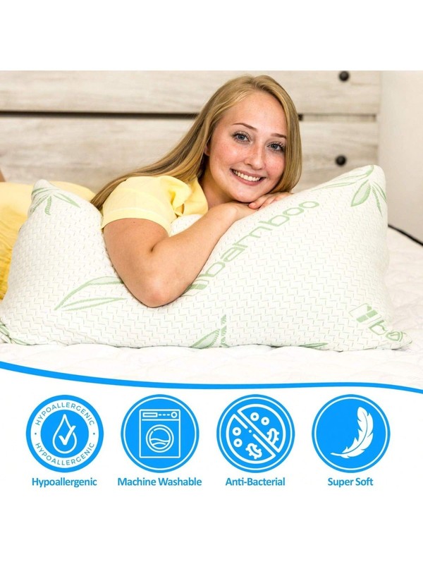 BAMBOO Pillows 2 Pack King Queen Size Memory Foam Pillows Cooling Bed Pillow NEW gallery