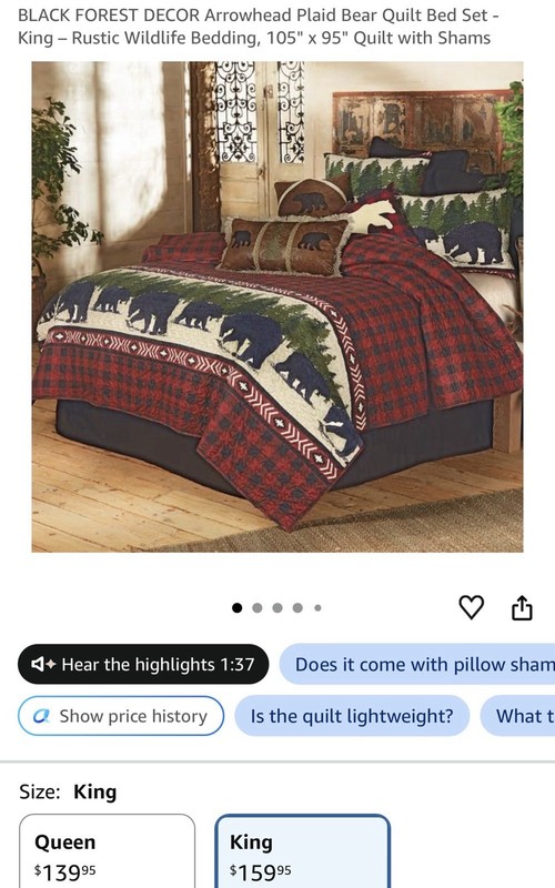 Black Forest Decor Plaid Bear Bed Set King Quilt And Shams Cabin Rustic gallery