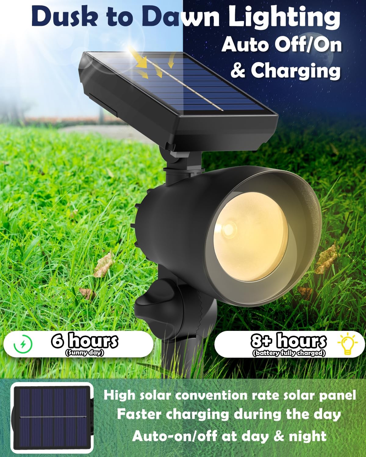 Solar Lights Outdoor 6 Pack IP44 Waterproof Powered Warm White Azirier Spot Auto gallery