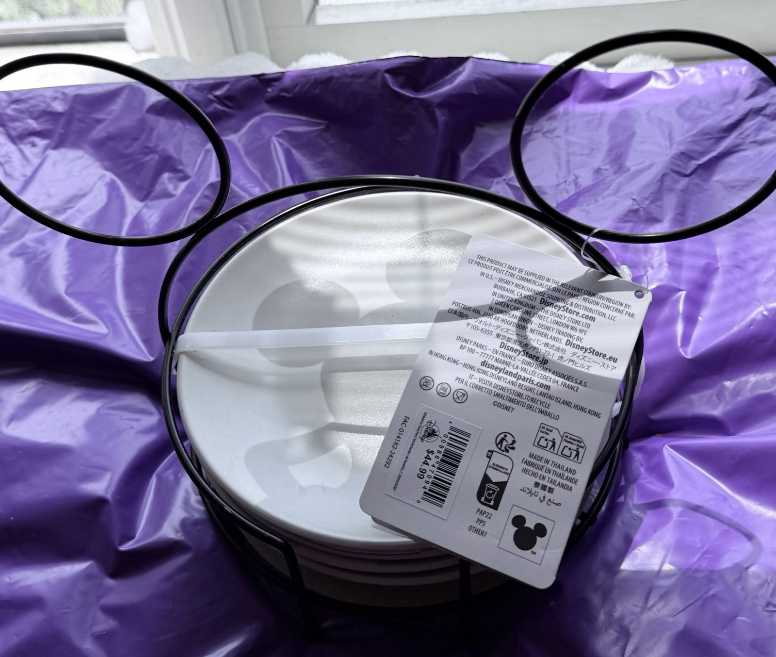 Disney Parks Home Collection Ceramic Mickey Desert Plate With Black Iron Holder gallery