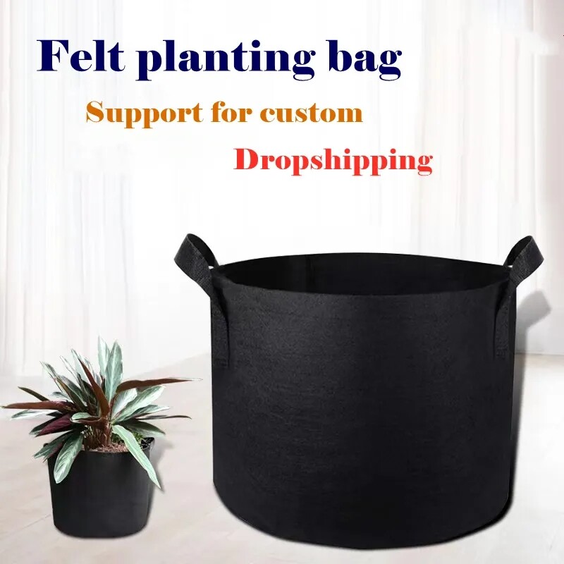 10 Pack Fabric Grow Pots Round Aeration Plant Pots Grow Bags 1-20 Gallon Black gallery