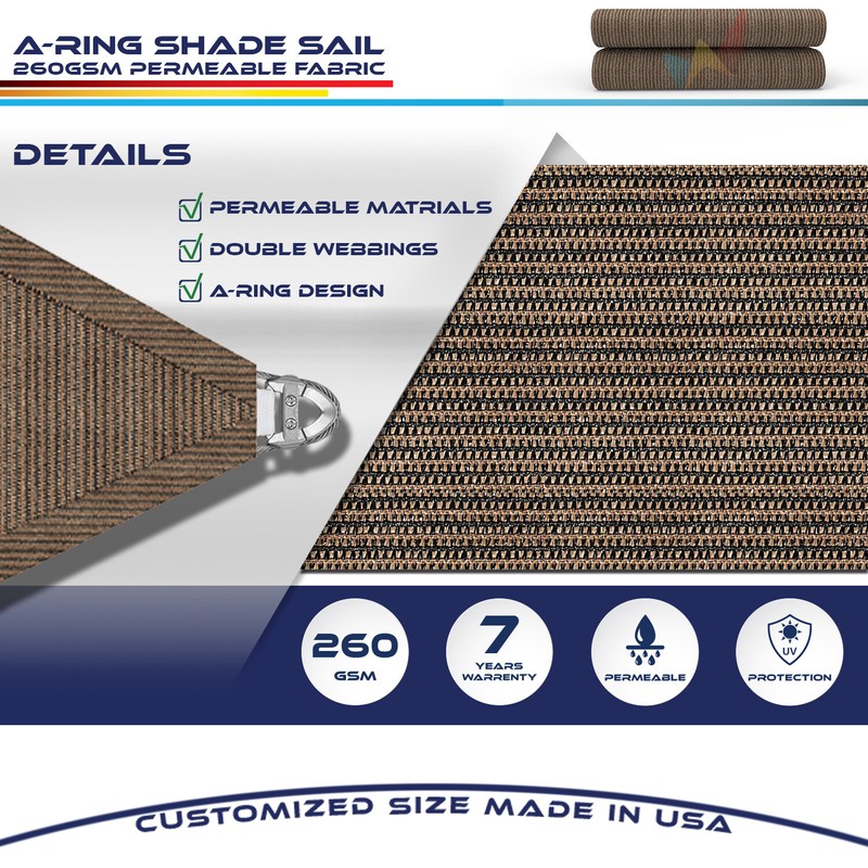 16/17/18ft Brown Triangle Outdoor Pool Patio Deck Steel Cable Sun Shade Sail gallery