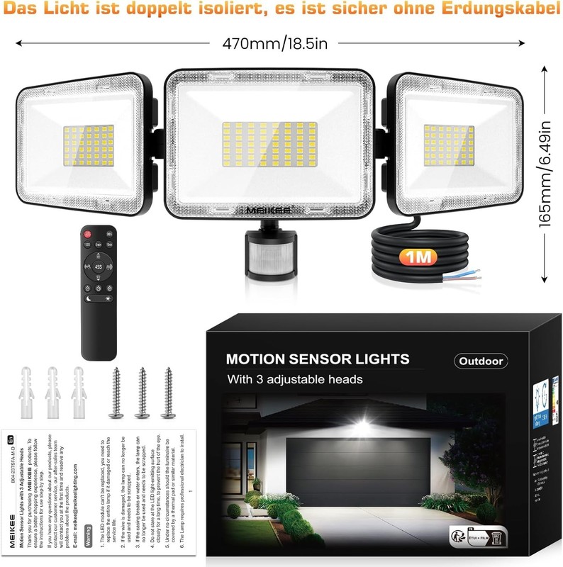 70W LED Spotlight with Motion Sensor Outdoor 6800LM 6500K Cool White Brightness E... gallery