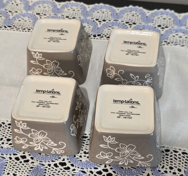 Temptations Bakeware 4 Piece Ramekin Set Beige Neutral 3" x 3" x 2" 4 ounces gallery