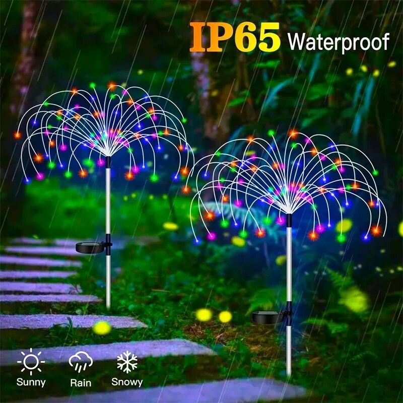 150 LED Solar Firework Lights Outdoor Waterproof Path Lawn Garden Decor Lamp gallery