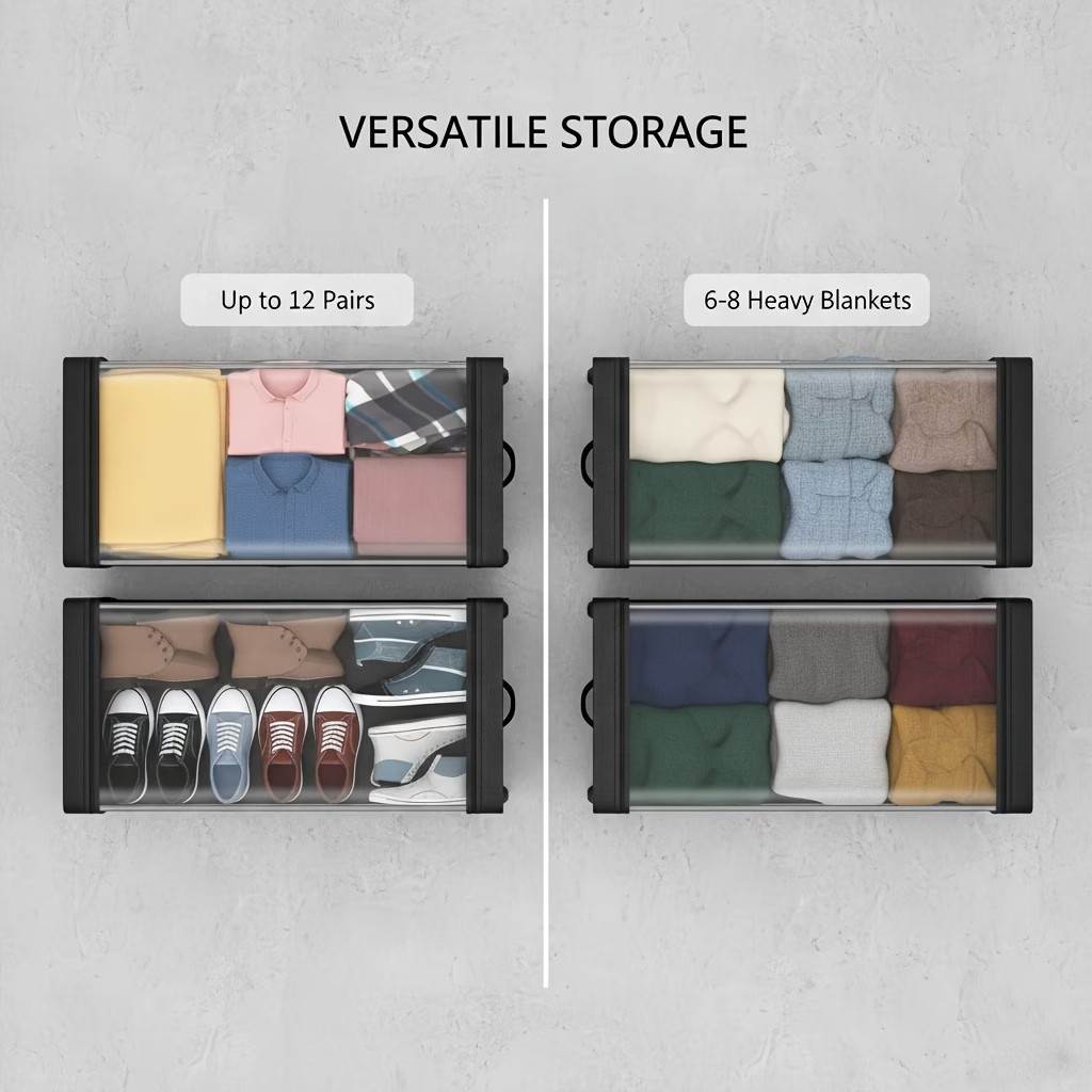 2 Pack Of Wheeled Under Bed Storage Box, Under Bed Storage Box, Under Bed Shoe R gallery