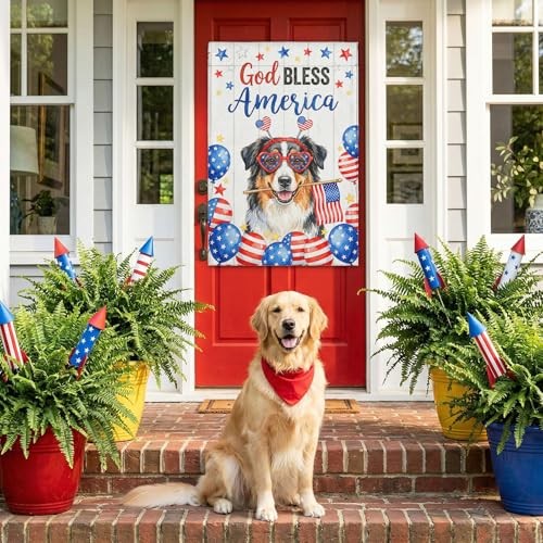 Funny Australian Shepherd Flag Memorial Day Independence Day House Flag for gallery