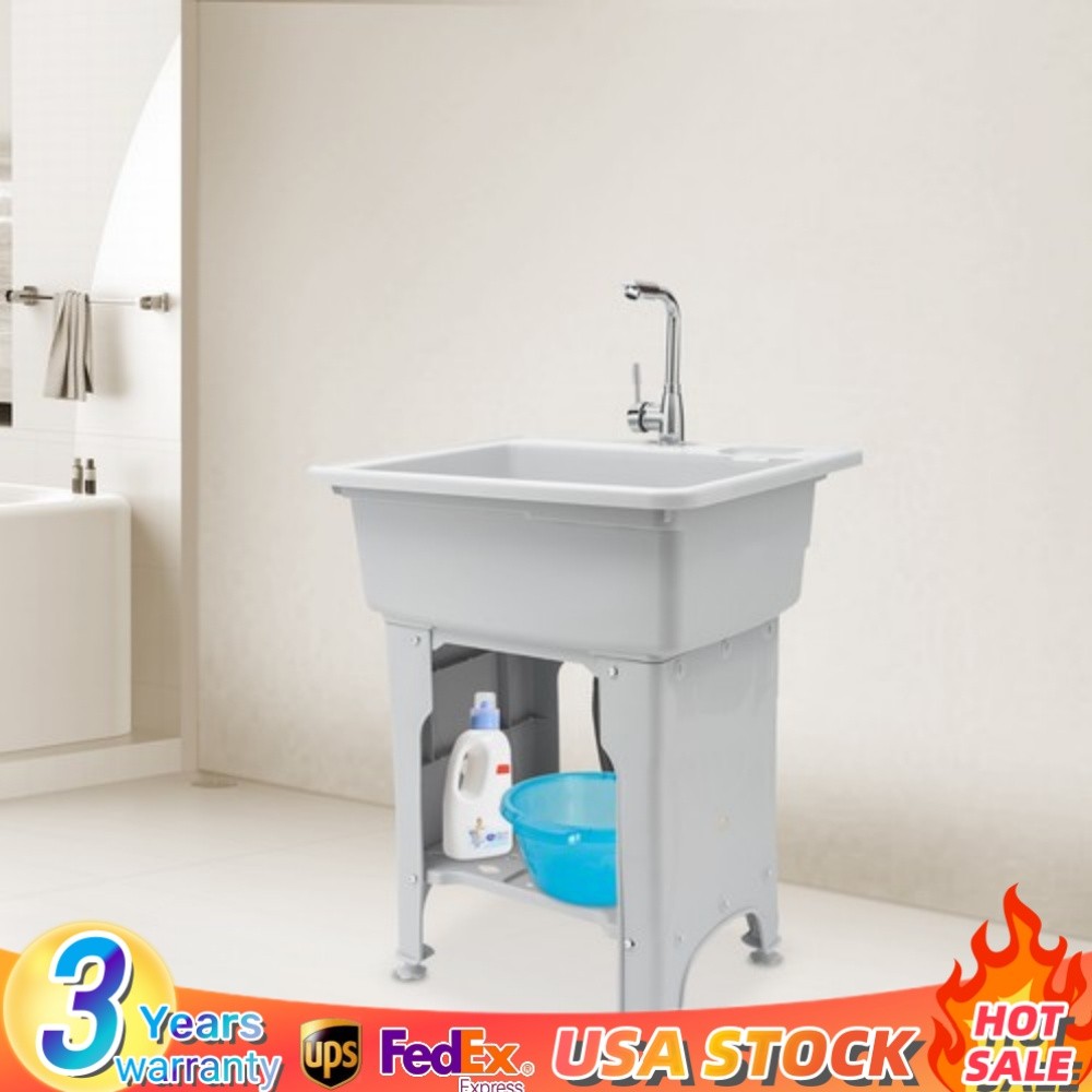 Utility Sink Laundry Tub with Faucet & Basement for Laundry Room Garage or Shop gallery