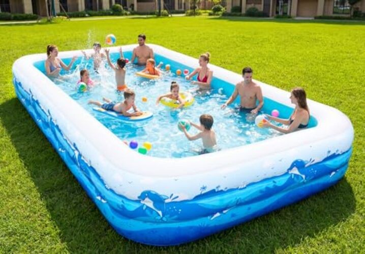 Extra Large Inflatable Pool for Adults, 165"x76"x22" Full-Sized Blow Up Blue gallery