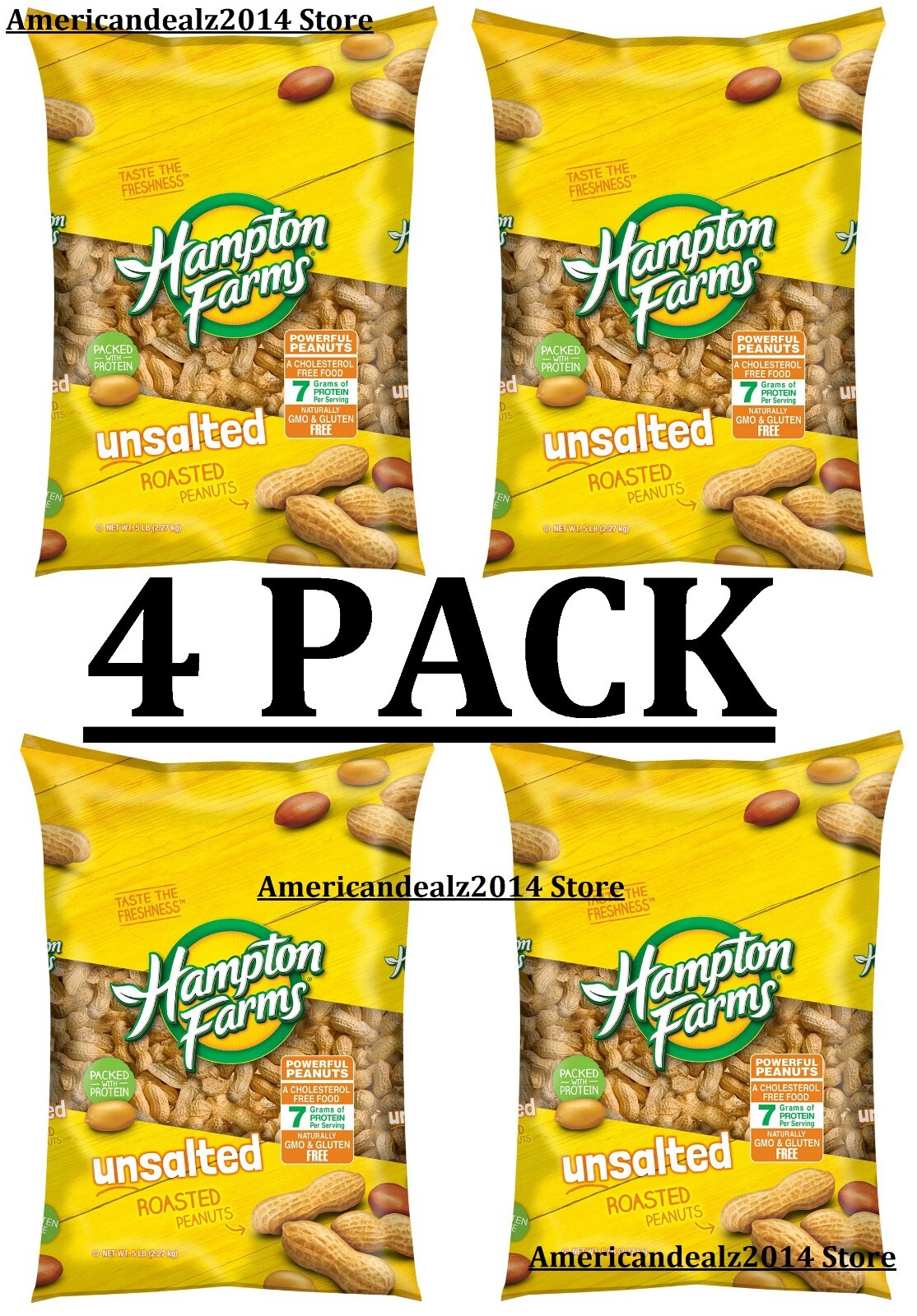 4 PACK Hampton Farms Unsalted In-Shell Peanuts 5 lbs. Each (20 lbs. TOTAL ) gallery