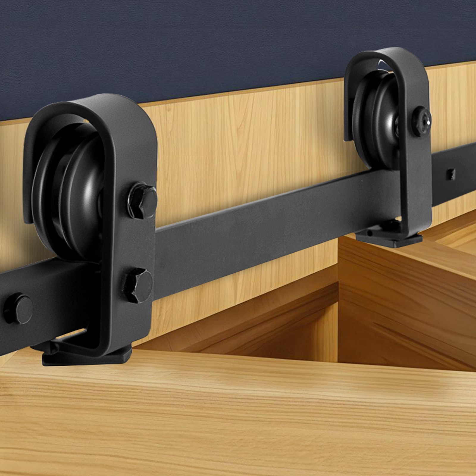 Bi-Folding Sliding Barn Door Hardware Track Kit 52" for Two 24" Doors gallery