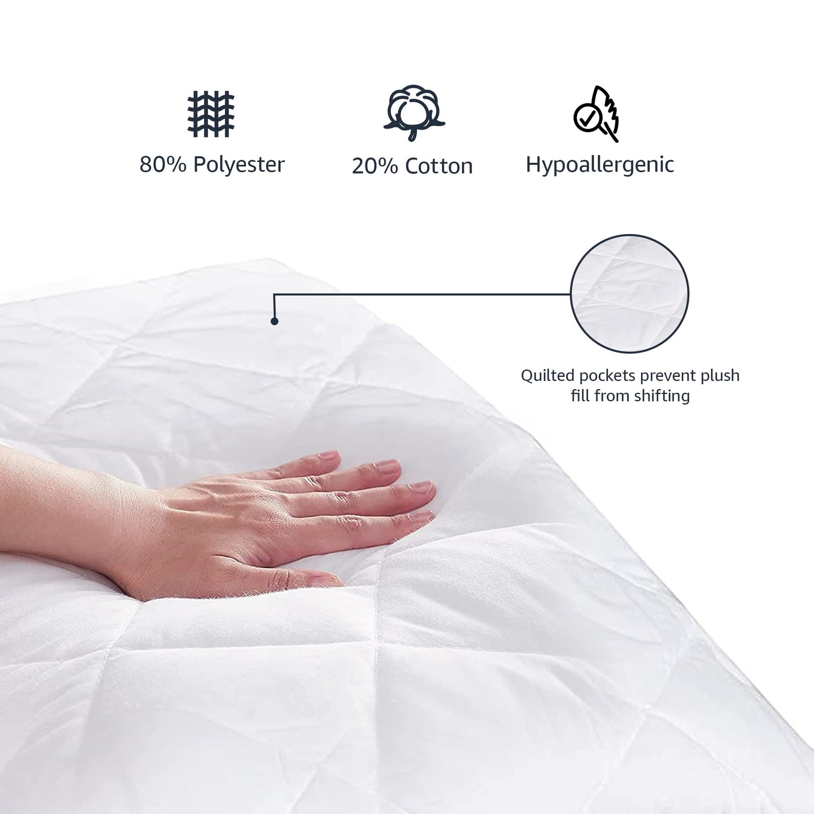 Queen Mattress Topper Pad Hypoallergenic Quilted Plush 18 Inch Deep White gallery
