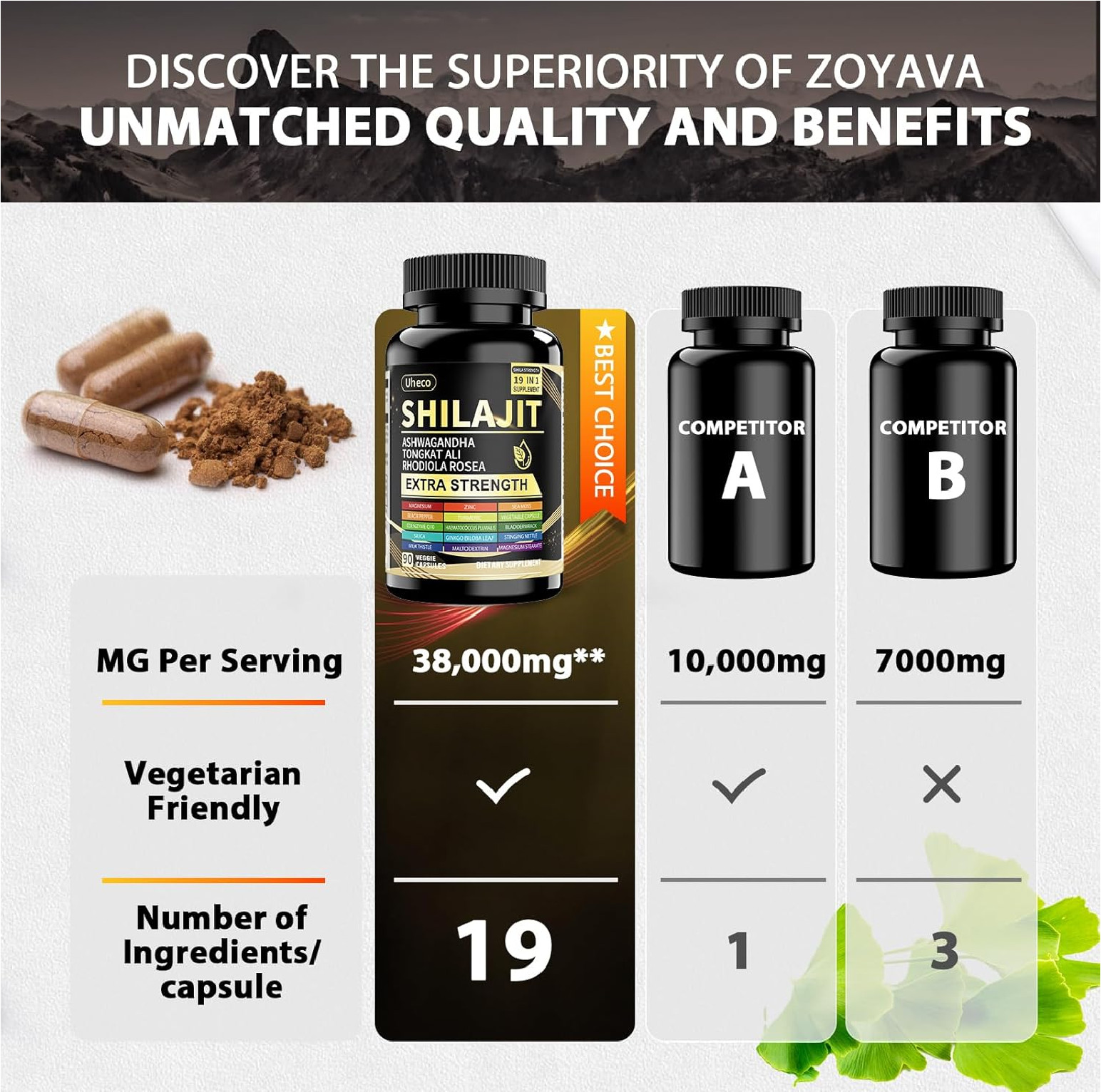 Shilajit Supplement with Sea Moss, Ashwagandha, Tongkat 1 Count (Pack of 90) gallery