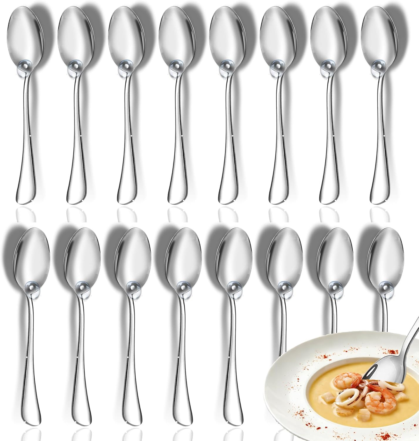 12 Pcs Tablespoons Set, 7.3" Dinner Spoons, Top Food Grade Stainless Steel Spoon gallery