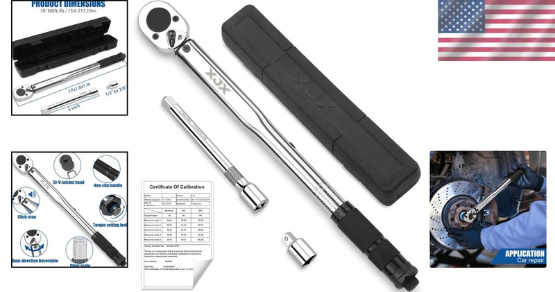 Durable 1/2-Inch Torque Wrench Set with Calibration Certificate and Accessories gallery