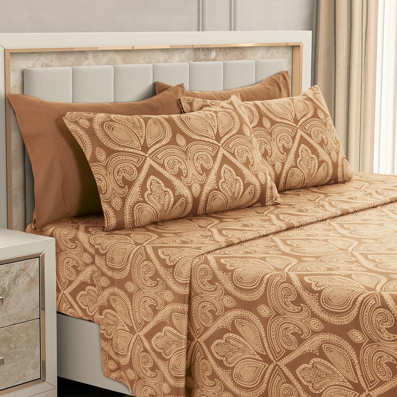 Luxury Deep Pocket 6 Piece Bed Sheet Set 1800 Series Hotel Comfort Paisley Sheet gallery