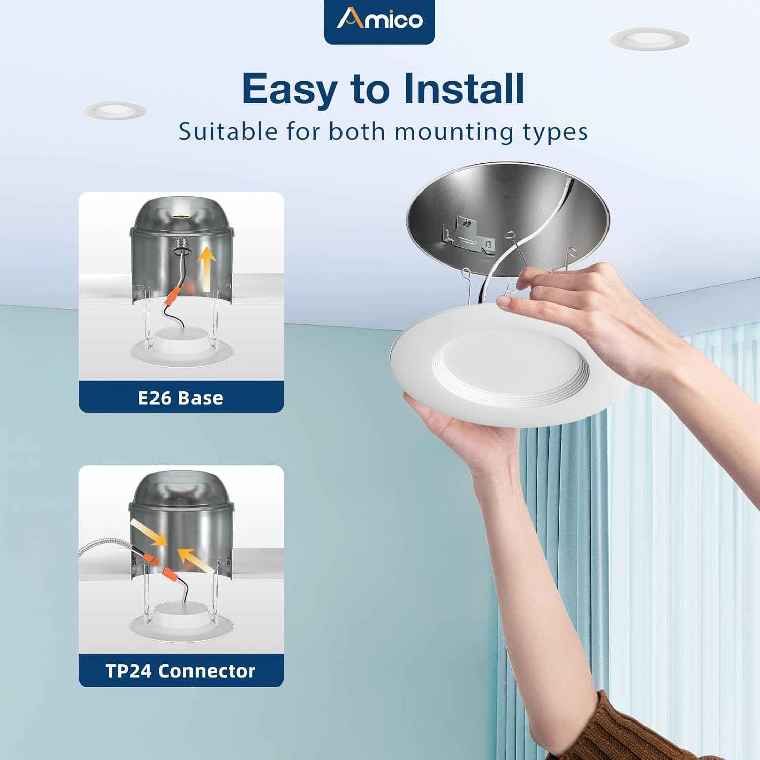 5/6" 48-Pack Dimmable LED Recessed Lights, 5CCT, 950LM, Retrofit, ETL/FCC gallery
