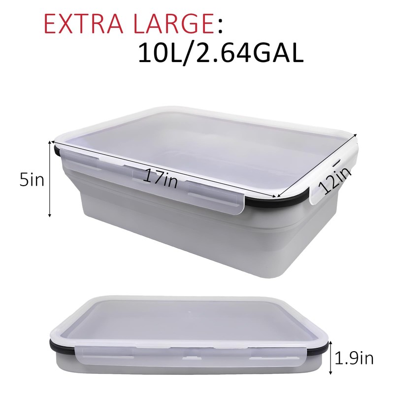 Silicone Collapsible BBQ Prep Tub with Lid, 10L/338oz/2.64Gal, XXXL Large Foo... gallery