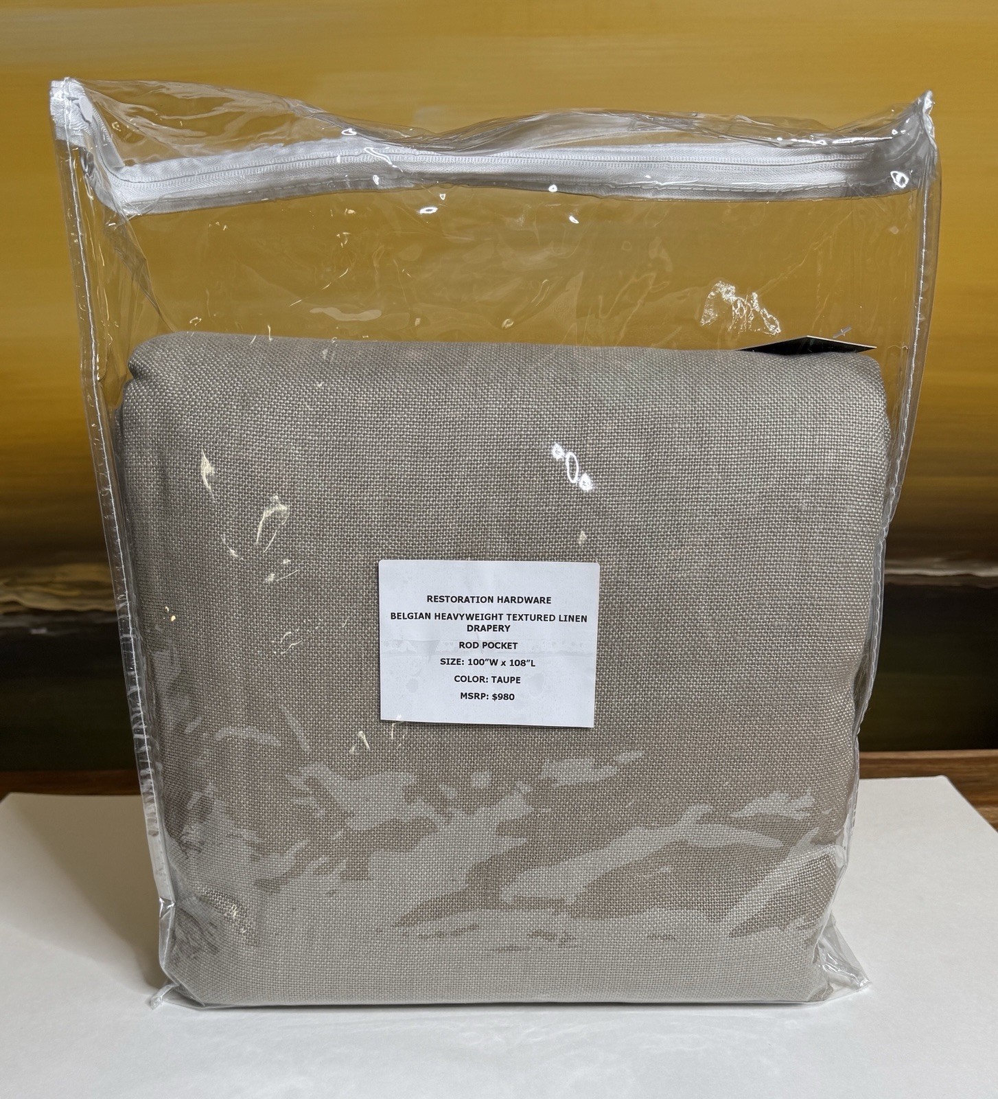 Restoration Hardware Heavyweight Textured Belgian Linen Drape RP 100 x 108 Taupe gallery