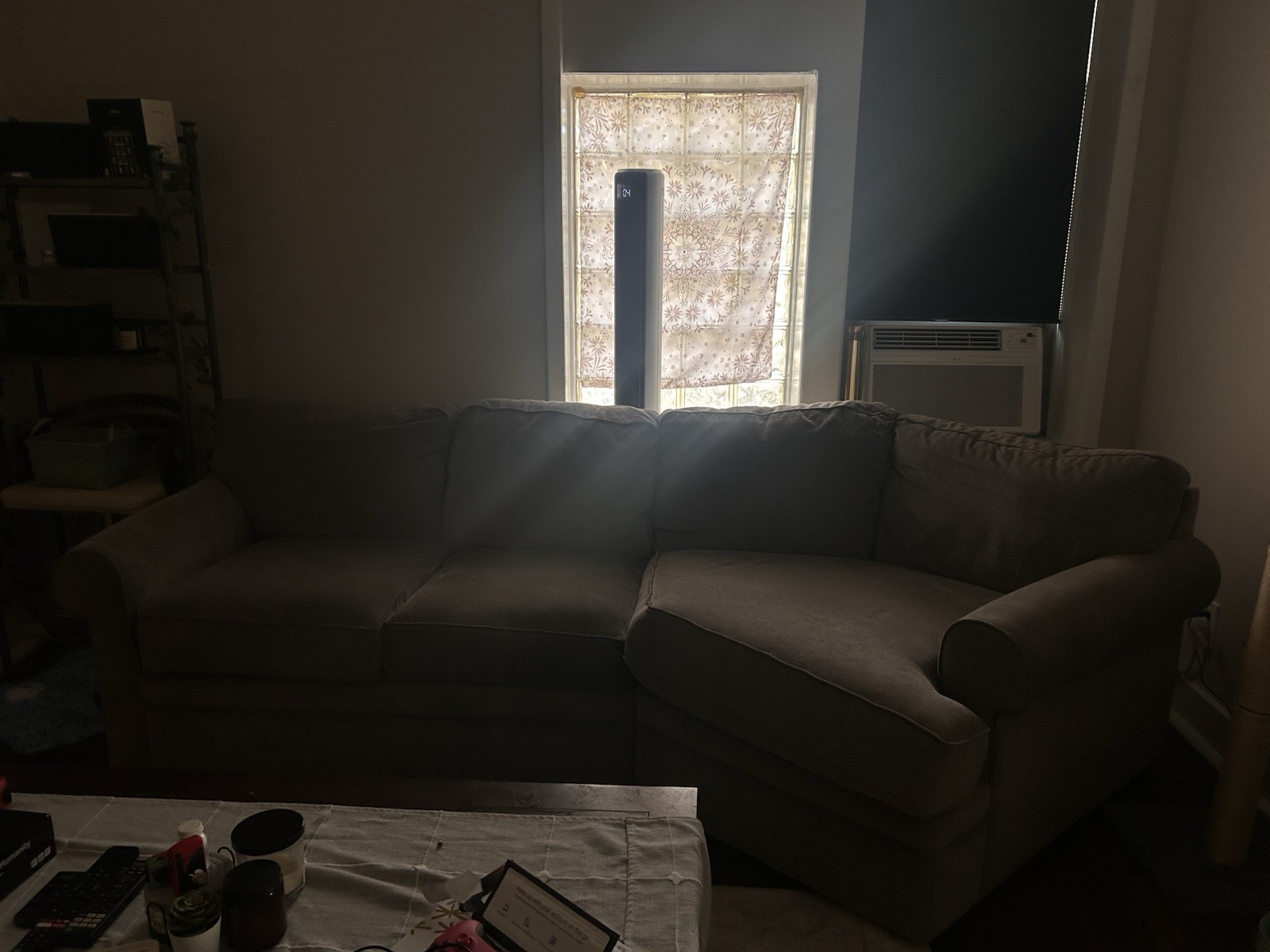 Gray Fabric Sectional Sofa w/ Chaise, Rolled Arms, Cushioned Back 96x47x32 gallery