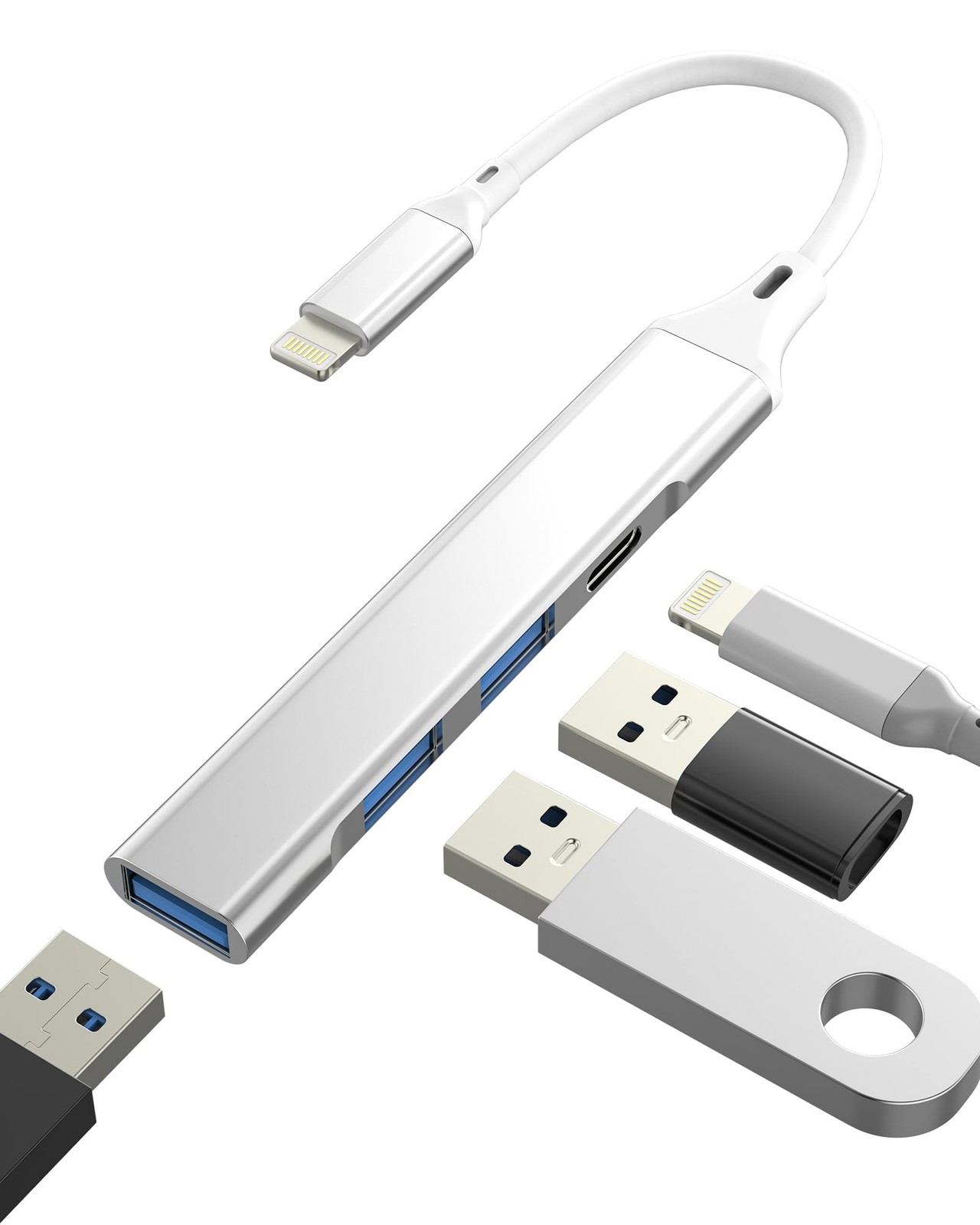 Lightning to USB Adapter(4in1)for Apple HUB for iPhone 14 13 12 OTG 3.0 USB A Po gallery