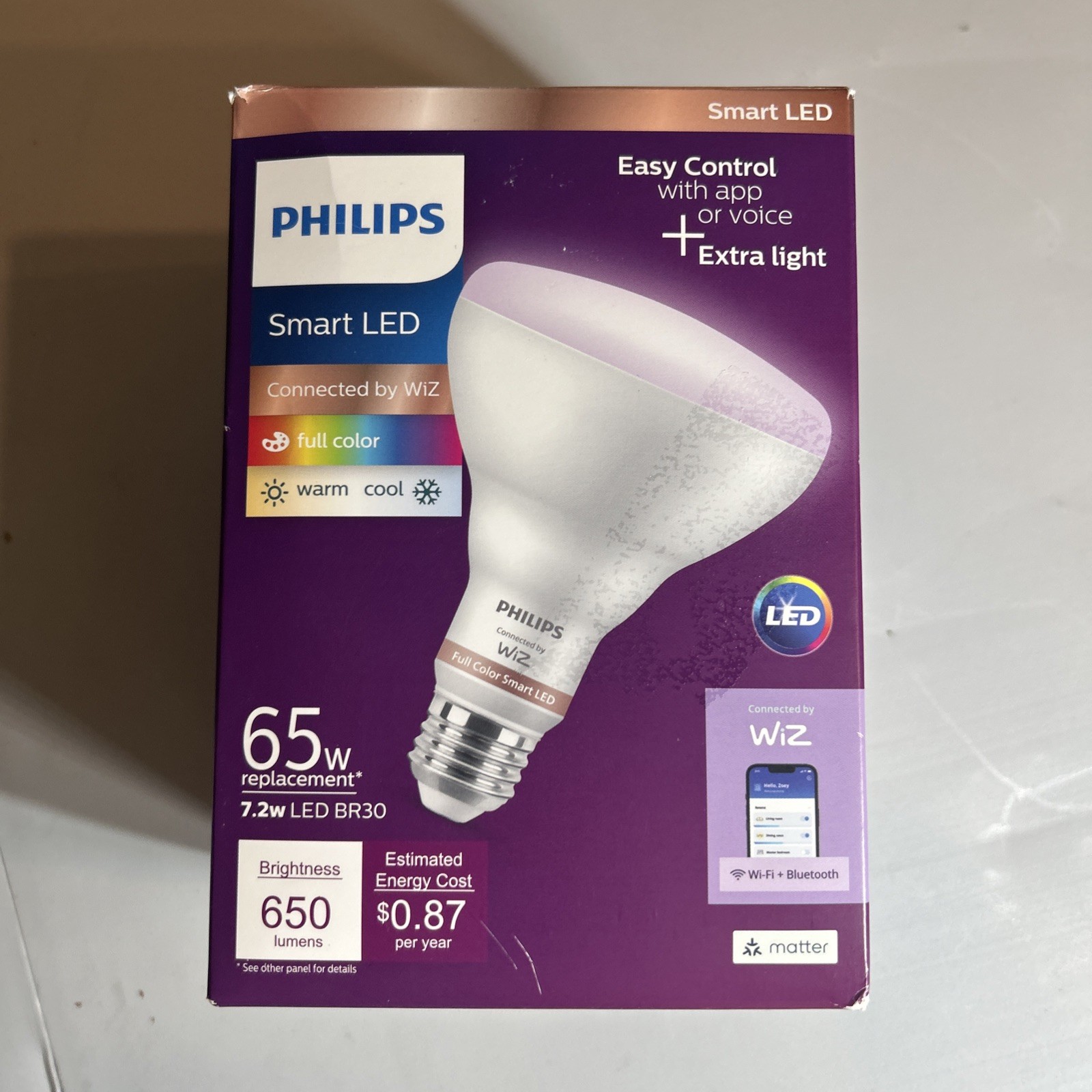 Philips Smart LED BR30 Light Bulb 65W Equivalent Wi-Fi Color 7.2BR30 gallery