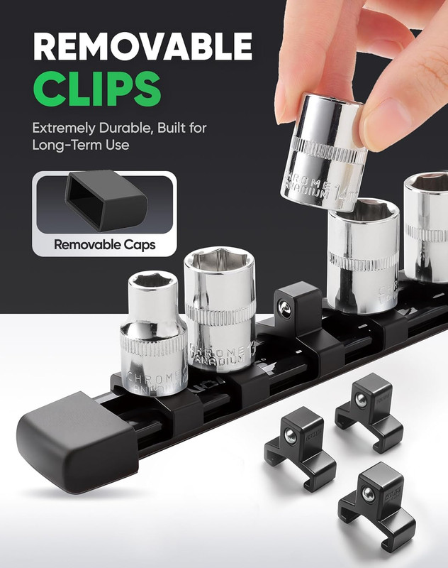 ALOANES 3PC ABS Socket Organizer, Socket Rails Fit 1/2 Inch Drive, Heavy Duty So gallery