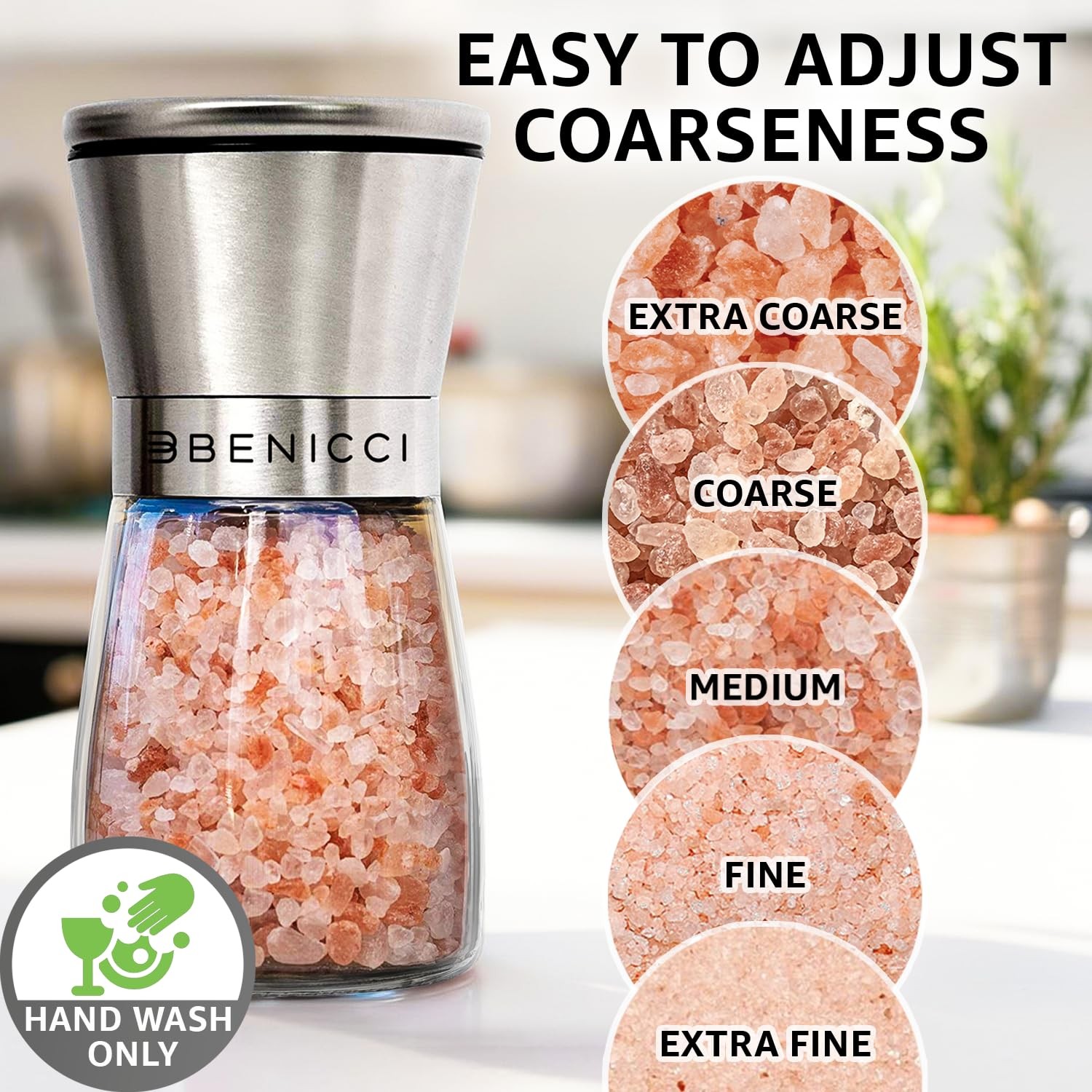 Stainless Steel Salt and Pepper Grinder Set of 2 (5oz) – Manual Adjustable Ce... gallery