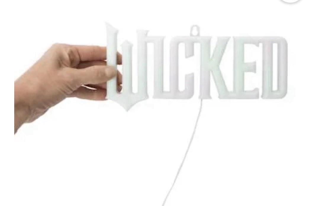 Wicked Lighted Wall Sign Letter Shape, Horizontal, Green Purple White Plastic gallery