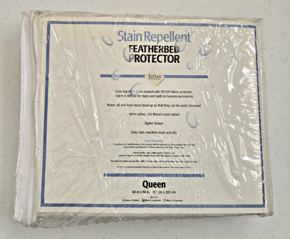 Stain Repellent w/Teflon Featherbed Protector Queen 100% Cotton 220 thread count gallery