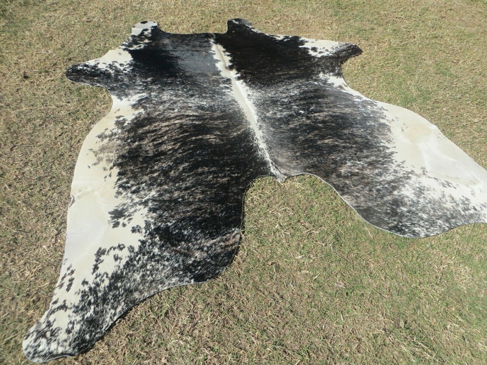 MAKE OFFER !! LARGE DARK GRAY Cowhide Rug natural Cowhides Cow Hide Skin RT