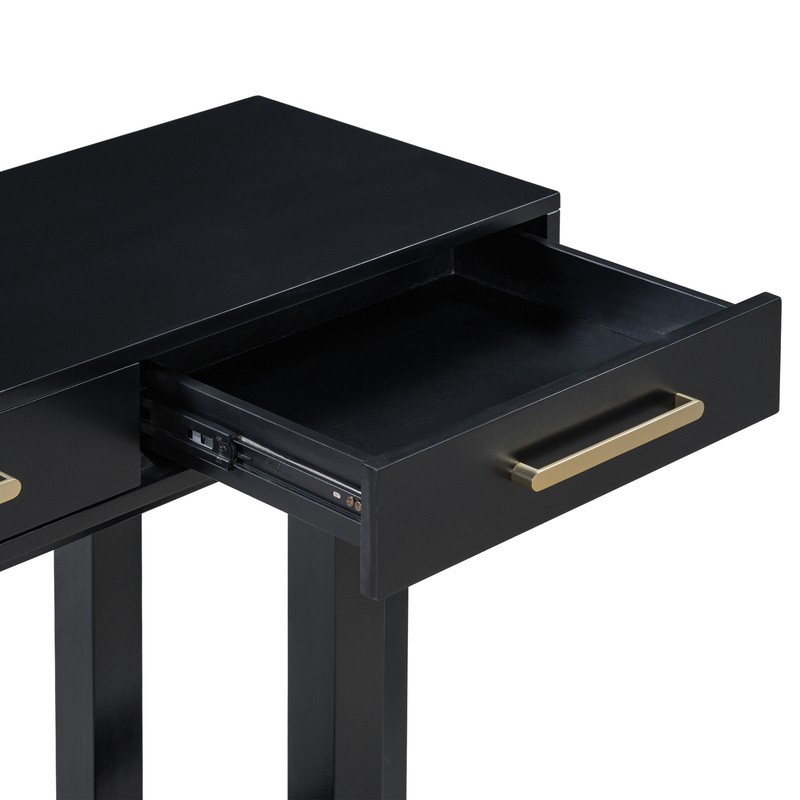 57" Modern Console Table with Geometric Interlocked Base and 3 Storage Drawers gallery