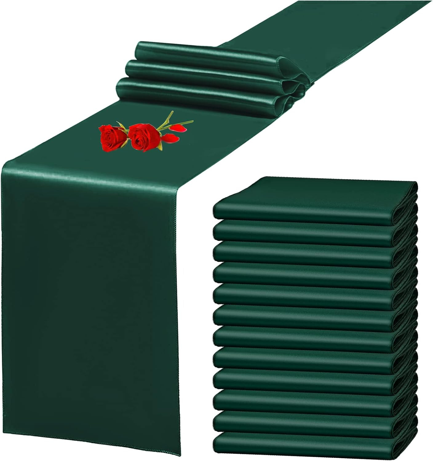 12 Pack Emerald Green Satin Table Runner 12 X 108 Inch Long Premium Table Runner gallery