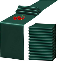 12 Pack Emerald Green Satin Table Runner 12 X 108 Inch Long Premium Table Runner