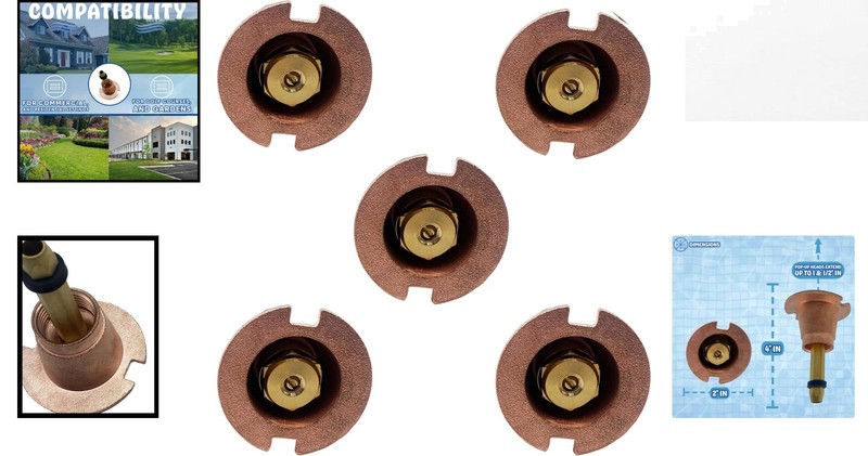 Efficient Brass Pop-Up Sprinkler Set - 5 Adjustable Heads for Optimal Irrigation gallery