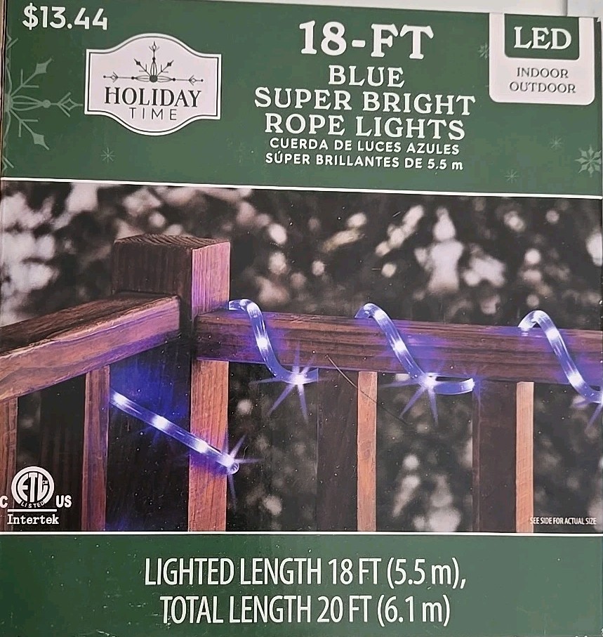 Holiday Time - 18 Ft Blue Super Bright LED Rope Lights Christmas. NEW gallery