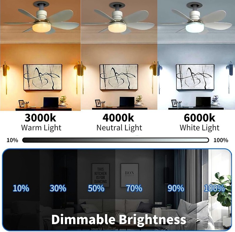 2-in-1 E27 Socket Fan Light with Remote Screw in Ceiling Fans LED Light Bulb Fan gallery