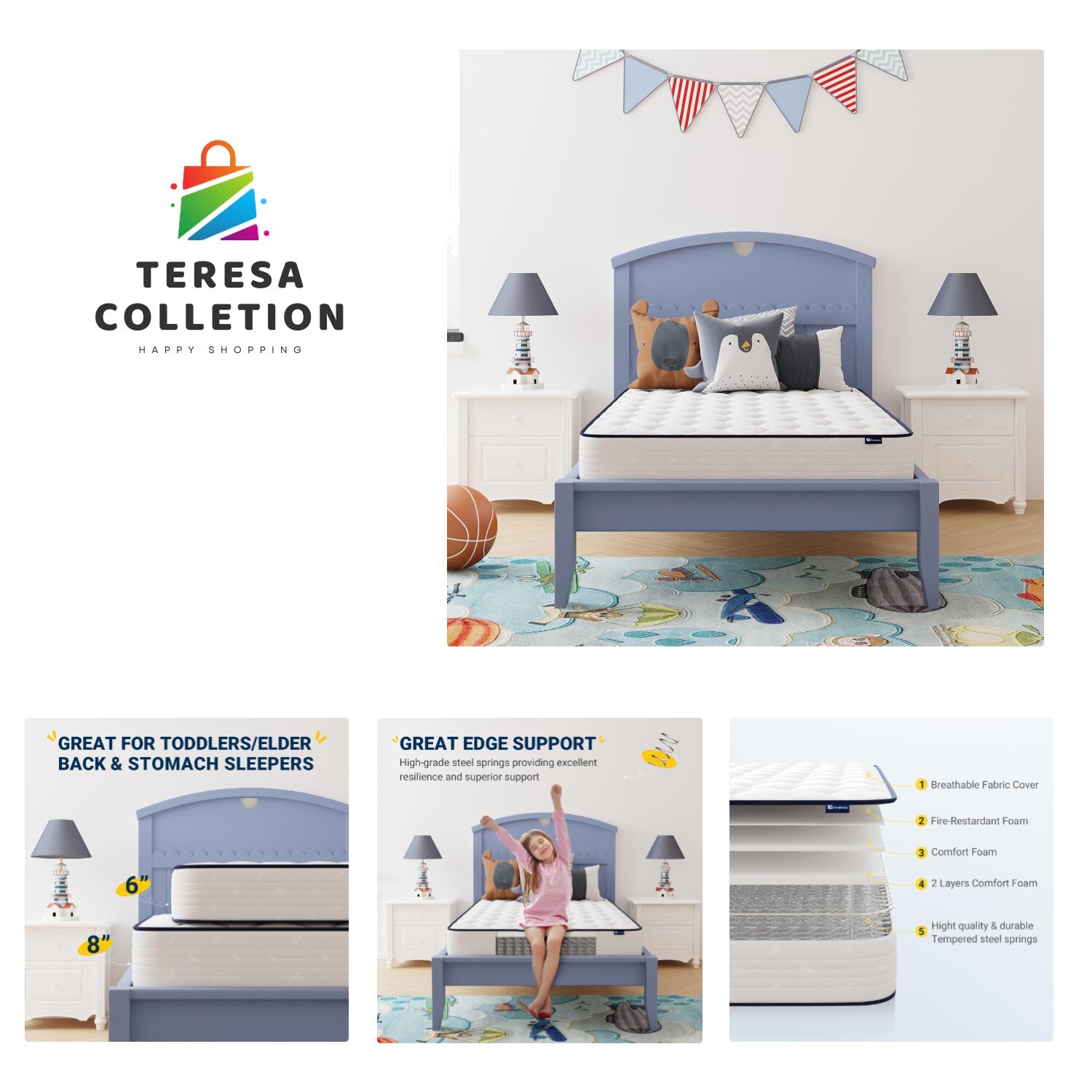6 Inch Twin Mattress, Foam and Spring Hybrid Mattress in a Box, Medium Soft, ... gallery